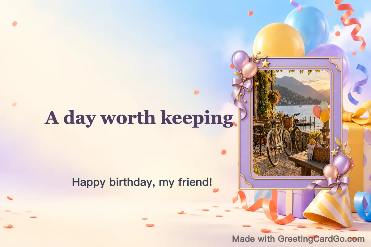 Actual desktop friend-card PNG export with an AI-generated demonstration photo and free watermark